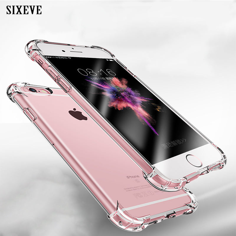 SIXEVE Super Shockproof Clear Soft Case for iPhone 6 s 6S 7 8 Plus 6Plus 6SPlus 7Plus 8Plus Silicon Luxury Cell Phone Back Cover