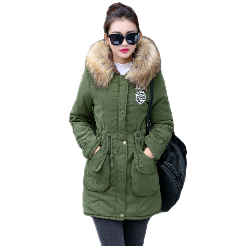 معطف للشتاء نسائي مملوء بالقطن جديد 2018 | New Long Parkas Female Womens Winter Jacket Coat Thick Cotton