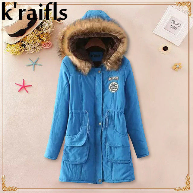 معطف للشتاء نسائي مملوء بالقطن جديد 2018 | New Long Parkas Female Womens Winter Jacket Coat Thick Cotton