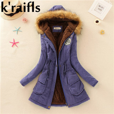 معطف للشتاء نسائي مملوء بالقطن جديد 2018 | New Long Parkas Female Womens Winter Jacket Coat Thick Cotton