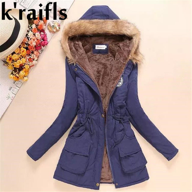 معطف للشتاء نسائي مملوء بالقطن جديد 2018 | New Long Parkas Female Womens Winter Jacket Coat Thick Cotton