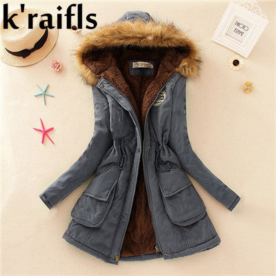 معطف للشتاء نسائي مملوء بالقطن جديد 2018 | New Long Parkas Female Womens Winter Jacket Coat Thick Cotton