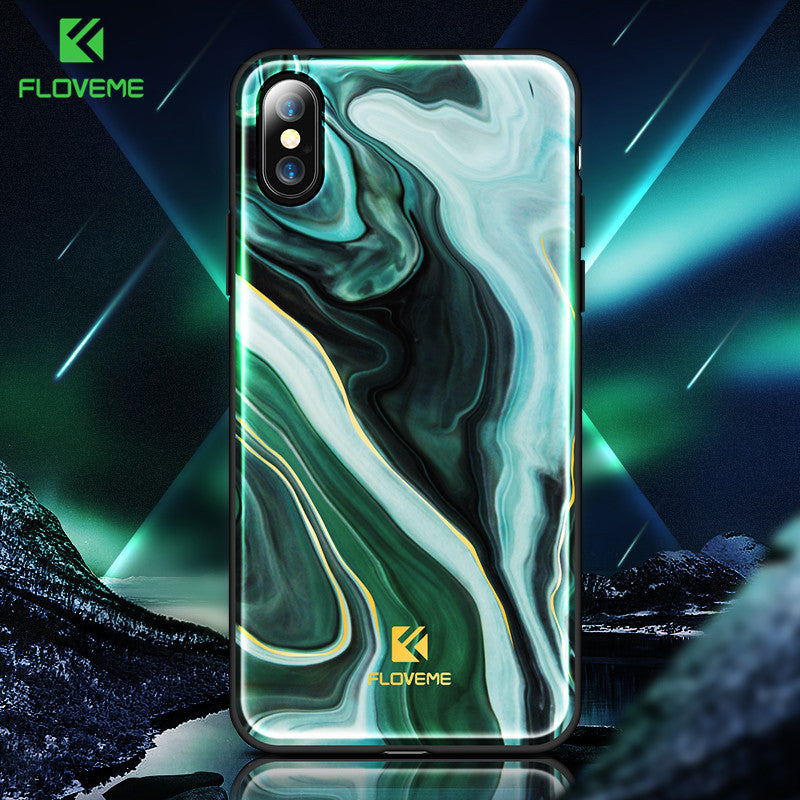 FLOVEME 2018 Luxury Phone Case For iPhone X Soft Edge Agate Pattern Cases for Apple iPhone 7 7 8 Plus Cover Silicone Accessories