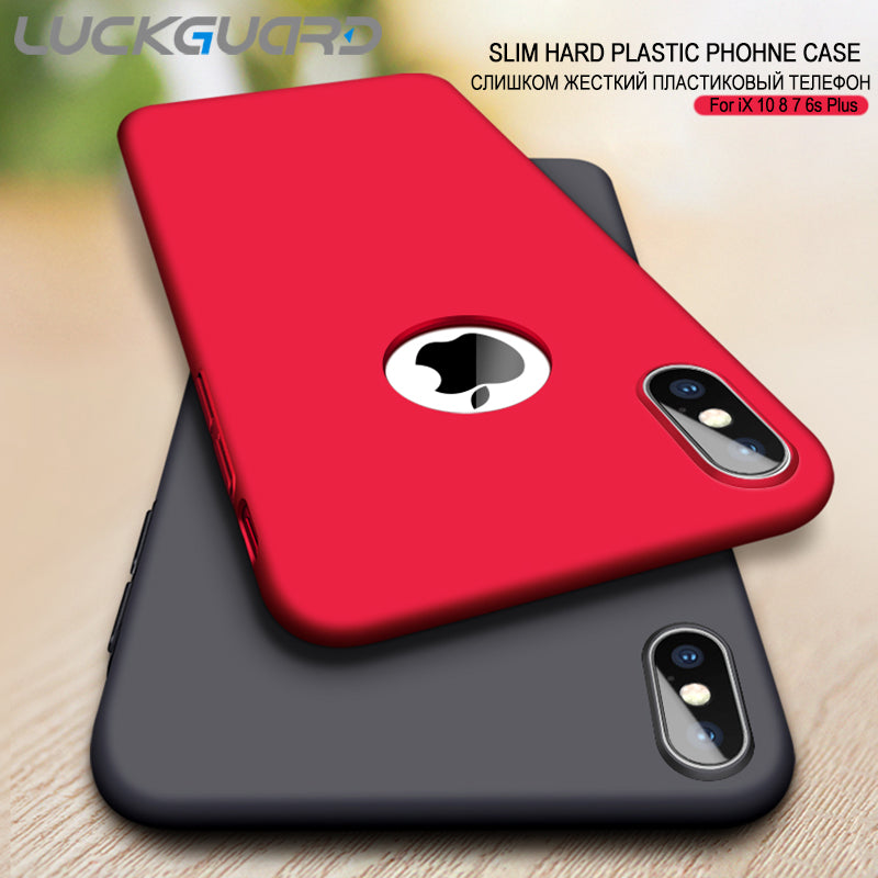 LuckGuard Hard Matte Phone Case For iPhone X Luxury Slim Cases For iPhone 5 SE 6 6s 7 8 Plus X Logo Cover Shell Accessories Capa