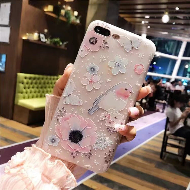 Nephy Case For iPhone 6 S 6S 7 8 Plus 5 5S X Beauty Girly Flower Soft Silicone Back Cover For iPhone 7 7Plus 6Plus 6SPlus Coque