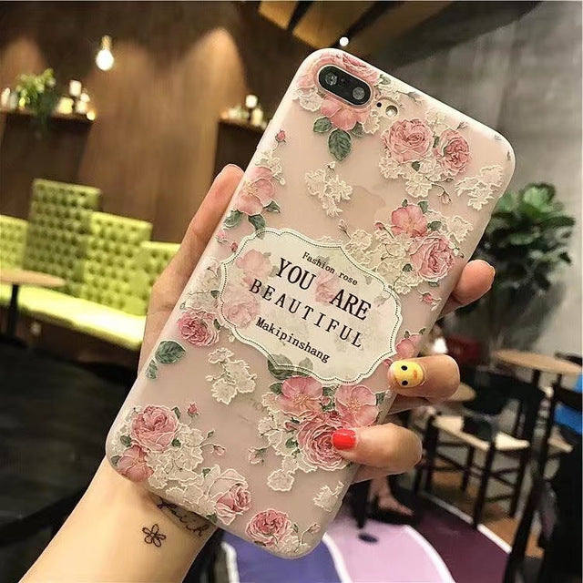 Nephy Case For iPhone 6 S 6S 7 8 Plus 5 5S X Beauty Girly Flower Soft Silicone Back Cover For iPhone 7 7Plus 6Plus 6SPlus Coque