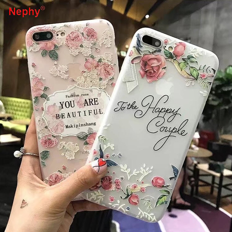 Nephy Case For iPhone 6 S 6S 7 8 Plus 5 5S X Beauty Girly Flower Soft Silicone Back Cover For iPhone 7 7Plus 6Plus 6SPlus Coque