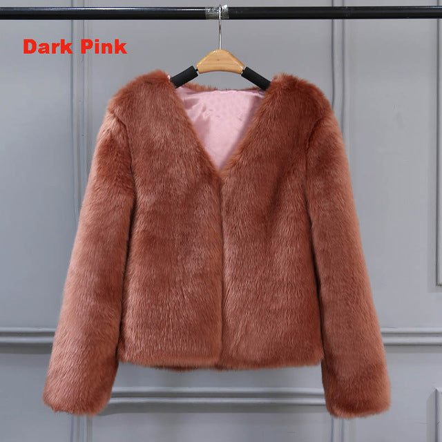 معطف طويل الاكمام الشهير كارديجان 2018 | Must Have Pink Faux Fur Coats Long Sleeve Thicken