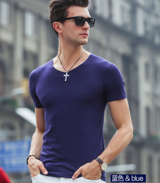 Men's Modal Solid Color Seamless Underwear Clothing Close-fitting Super Strench Undershirt Cool Summer Shirts