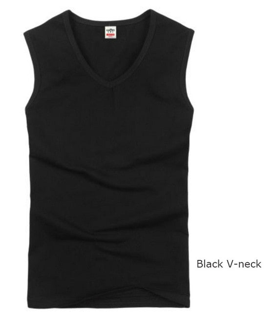 Men's all cotton Solid color seamless underwear clothing close-fitting broad shoulders V/O-neck vest comfortable undershirt