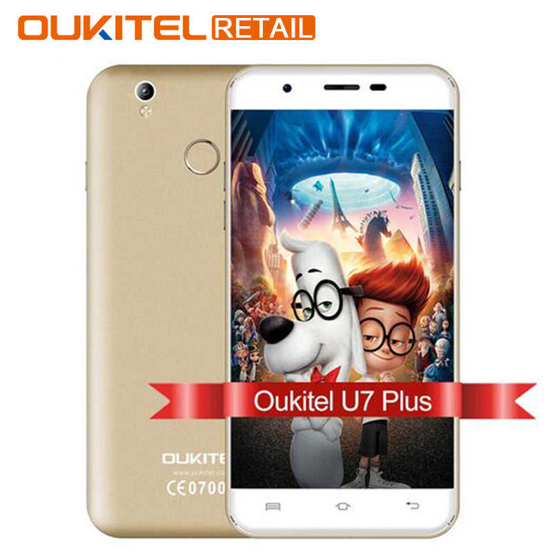 OUKITEL U7 Plus 5.5 Inch Mobile phone Android 6.0 MTK6737 Quad Core 1.3GHz 2G RAM 16G ROM 13MP Fingerprint 4G LTE Smartphone