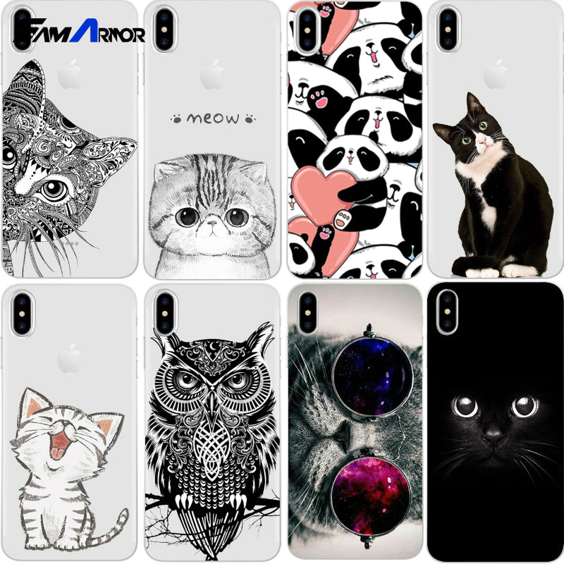 Cat Case For iPhone X 8 4 4S 5 5S SE 5C 6 6S 7 Plus Silicone For Xiaomi Redmi 4 4A 3S 3 S Note 3 4 5A Pro Prime 4X Mi A1 5X S2