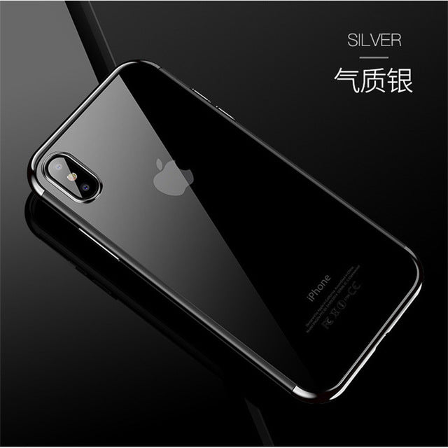 Luxury Plated TPU Case For iPhone X 10 7 8 6 S Transparent Ultra Thin Silicone Cover Phone Accessories For iPhone 7 8 6 6S Plus