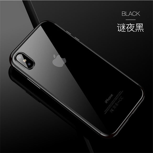 Luxury Plated TPU Case For iPhone X 10 7 8 6 S Transparent Ultra Thin Silicone Cover Phone Accessories For iPhone 7 8 6 6S Plus