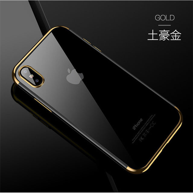 Luxury Plated TPU Case For iPhone X 10 7 8 6 S Transparent Ultra Thin Silicone Cover Phone Accessories For iPhone 7 8 6 6S Plus