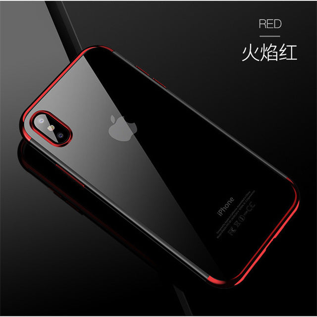 Luxury Plated TPU Case For iPhone X 10 7 8 6 S Transparent Ultra Thin Silicone Cover Phone Accessories For iPhone 7 8 6 6S Plus