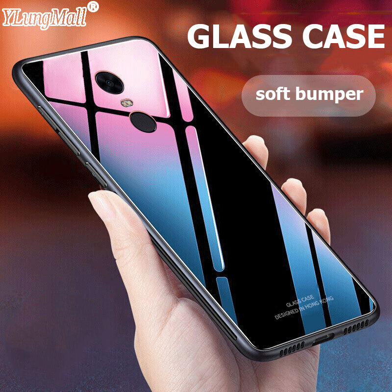 YLungMallTempered Glass Back Cover for Xiaomi Redmi 5 Plus 4A 6 6A Redmi Note 5A 5 Pro Prime 4X Mi 8 SE A1 A2 6X Mi2S Phone Case