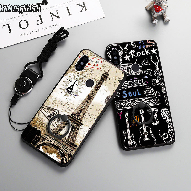 YLungMall Ring Holder Phone Case for Xiaomi Redmi Note 5 Pro Cover Cases for Xiaomi Mi 8 Mi8 SE 6X A2 Mix 2S Case With Lanyard