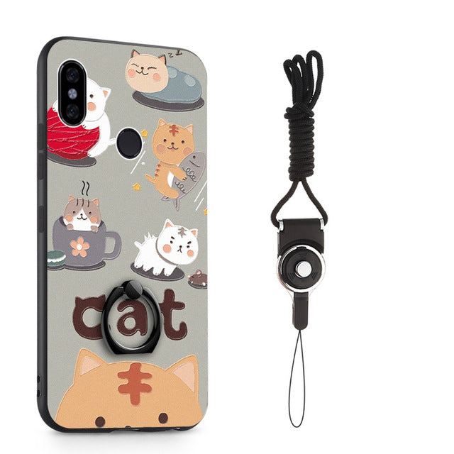 YLungMall Ring Holder Phone Case for Xiaomi Redmi Note 5 Pro Cover Cases for Xiaomi Mi 8 Mi8 SE 6X A2 Mix 2S Case With Lanyard