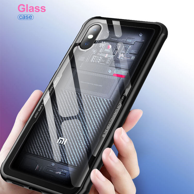 Portefeuille For Xiaomi Mi 8 Explorer Edition Case Tempered Glass Back Cover For Xiaomi Mi8 mix 2s Transparent Phone Accessories