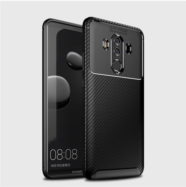 Uftemr Phone Case for Huawei Mate 10 Pro carbon fiber Matte Anti-knock soft tpu silicone Back Cover for Mate 10 Shockproof shell