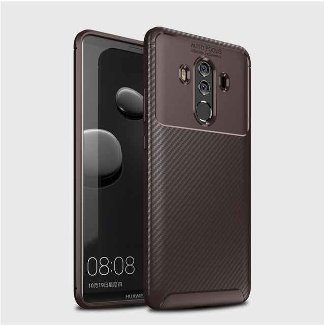 Uftemr Phone Case for Huawei Mate 10 Pro carbon fiber Matte Anti-knock soft tpu silicone Back Cover for Mate 10 Shockproof shell