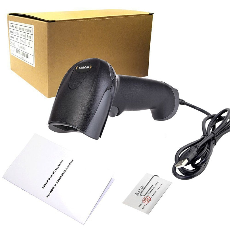 TEROW Barcode Scanner Portable Laser F5 High Sensitive Barcode Handheld Scanner USB Wired 1D Bar Code Scan for POS System