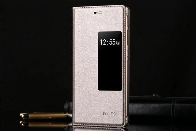 Luxury P9 View Window Leather Flip Case For Huawei P9 EVA-L09 EVA-L19 EVA-L29 Auto Sleep Phone Cover