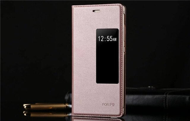 Luxury P9 View Window Leather Flip Case For Huawei P9 EVA-L09 EVA-L19 EVA-L29 Auto Sleep Phone Cover