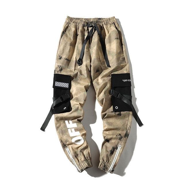 Hip Hip Streetwear Men's Camouflage Joggers Pants 2019 Men Ribbons Cotton Cargo Pant Trousers Elastic Waist Harem Pant Men WJ216