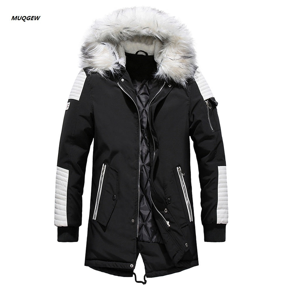 Winter Jacket Parka Men 2019  New Black Patchwork Pocket Hooded Coat Men Clothes Mens Overcoat Clothing veste homme hiver