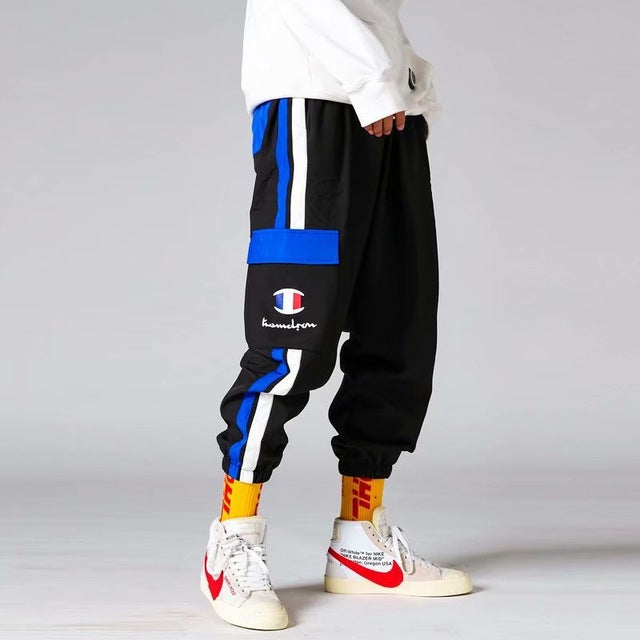 Color Block Patchwork Harem Pants Men Hip Hop Casual Joggers Trousers Male Fashion Windbreaker Joggers Sweatpants Couple Wear