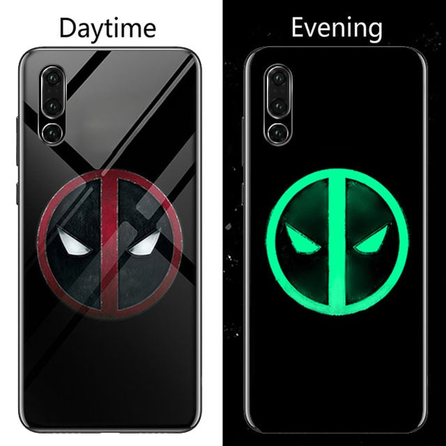 Coque Marvel Venom Deadpool Luminous Glass Phone Case For Huawei P30 P20 Pro Lite P10 Plus Luxury Iron Man Batman Cover Funda