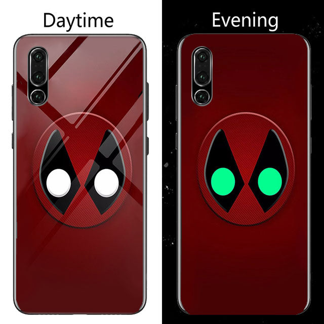 Coque Marvel Venom Deadpool Luminous Glass Phone Case For Huawei P30 P20 Pro Lite P10 Plus Luxury Iron Man Batman Cover Funda