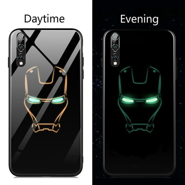 Coque Marvel Venom Deadpool Luminous Glass Phone Case For Huawei P30 P20 Pro Lite P10 Plus Luxury Iron Man Batman Cover Funda