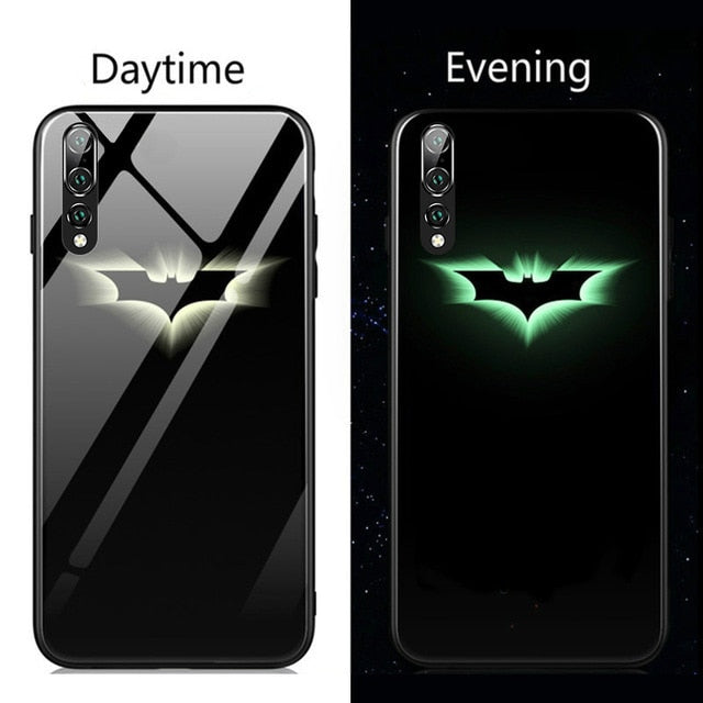 Coque Marvel Venom Deadpool Luminous Glass Phone Case For Huawei P30 P20 Pro Lite P10 Plus Luxury Iron Man Batman Cover Funda