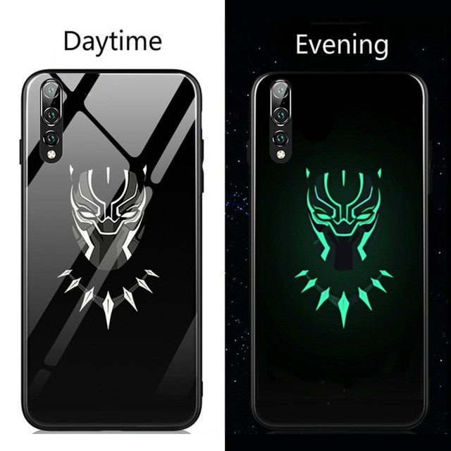 Coque Marvel Venom Deadpool Luminous Glass Phone Case For Huawei P30 P20 Pro Lite P10 Plus Luxury Iron Man Batman Cover Funda