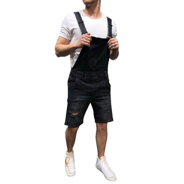 Puimentiua fashion Men's Ripped Jeans Jumpsuits streetwear Distressed Denim Bib Overalls Male Suspender Pants Plus Size