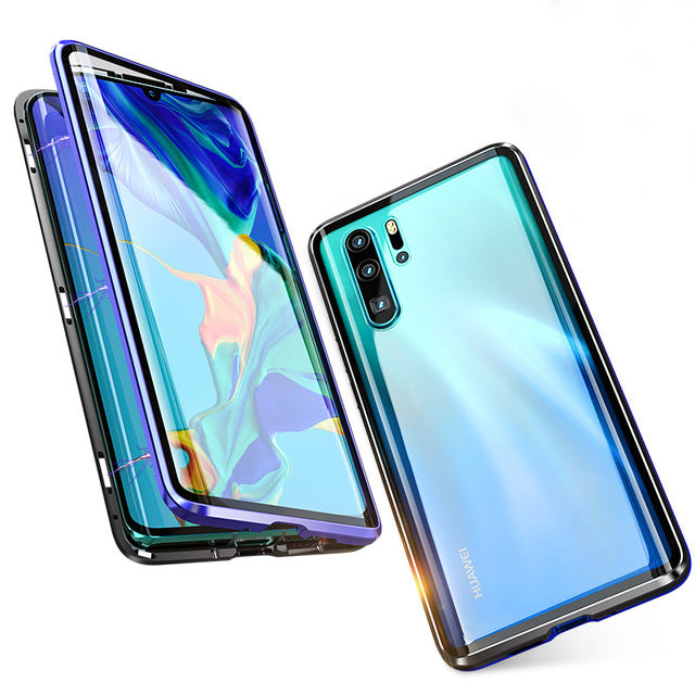 Luxury Full Body Protective Magnetic Case For Huawei P30 Pro Case 360 Transparent Tempered Glass Back Cover Huawei P30Pro Case