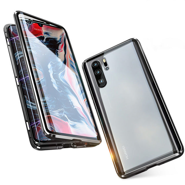 Luxury Full Body Protective Magnetic Case For Huawei P30 Pro Case 360 Transparent Tempered Glass Back Cover Huawei P30Pro Case