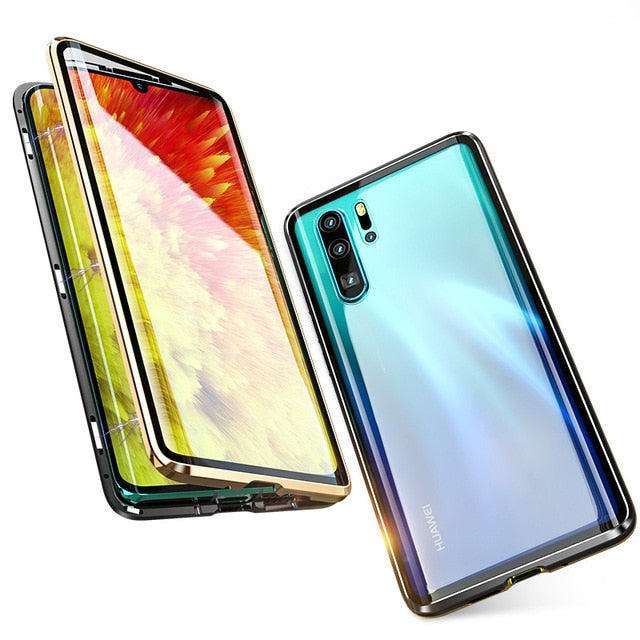 Luxury Full Body Protective Magnetic Case For Huawei P30 Pro Case 360 Transparent Tempered Glass Back Cover Huawei P30Pro Case