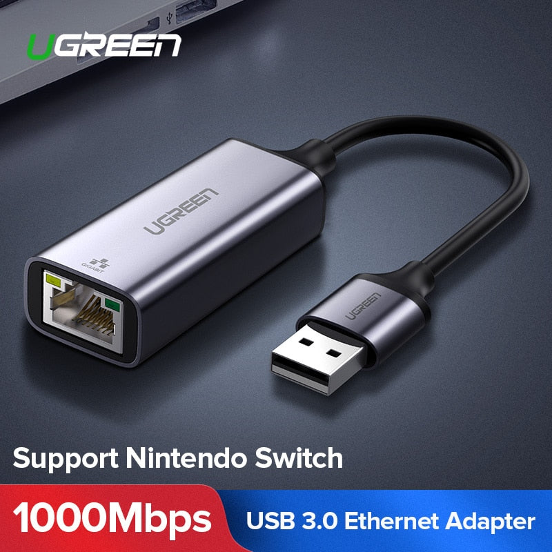 Ugreen USB Ethernet Adapter USB 3.0 2.0 Network Card to RJ45 Lan for Windows 10 Xiaomi Mi Box 3 Nintend Switch Ethernet USB