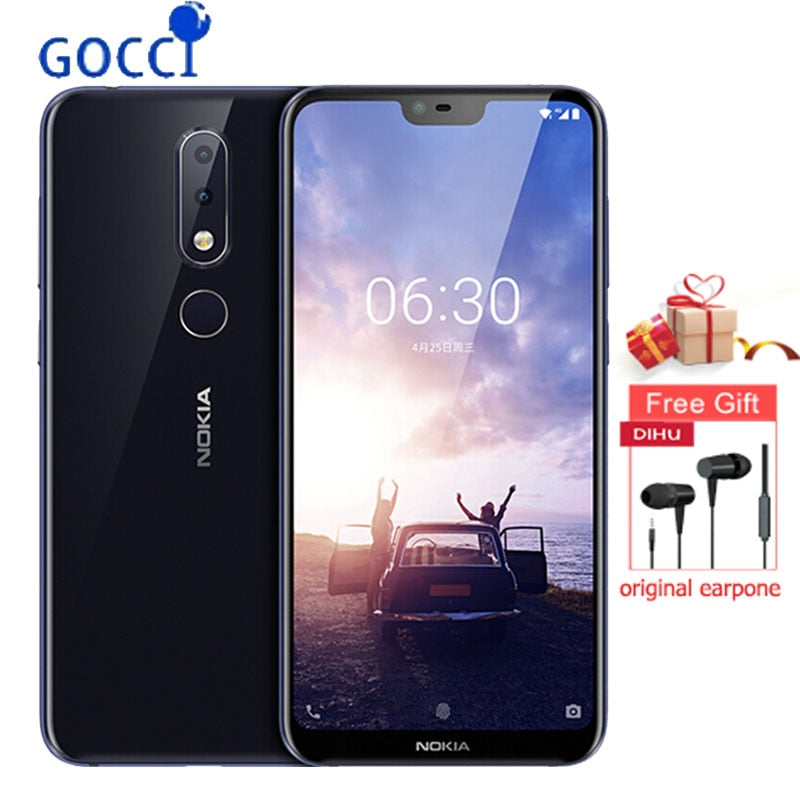 Nokia X6/6.1plus Mobile Phone 5.8 inch 18:9 FHD 6+64G Snapdragon 636 Octa Core 16.0MP+5.0MP Camera Fingerprint ID Smartphone