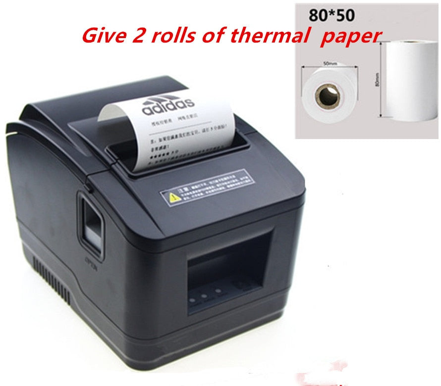 Gift 2 rolls wholesale brand new High quality pos printer 80mm thermal receipt Small ticket barcode printer automatic cutting